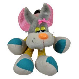 Giftco Mouse Plush Stuffed Animal Gray Satin Ears Polka Dots Long Legs Vintage